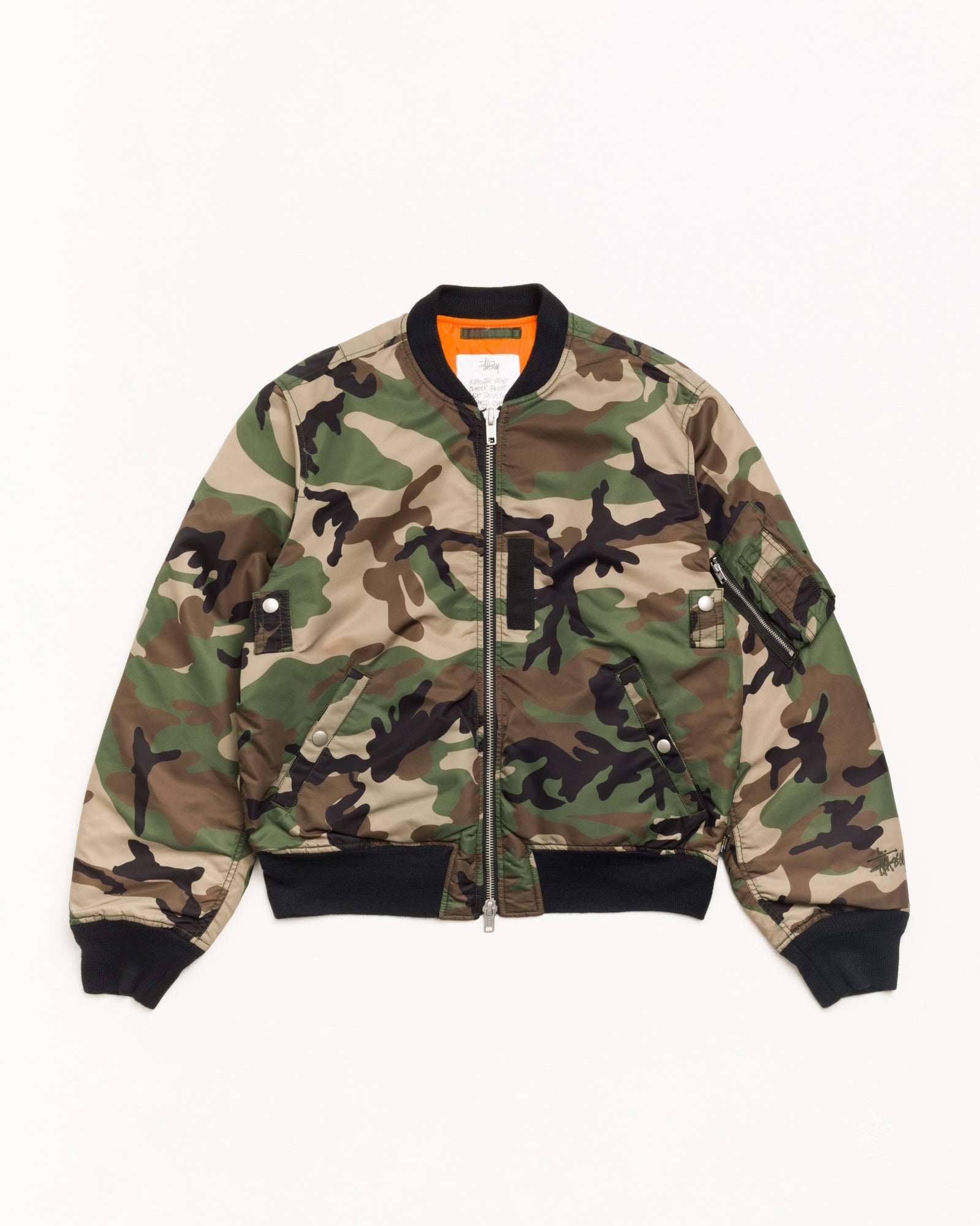 Stussy MA-1 Bomber Jacket giubbotto woodland camo Cordura