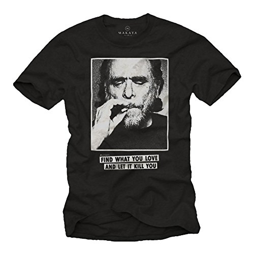 MAKAYA T-Shirt Uomo Bukowski maglietta S-5XL cotone