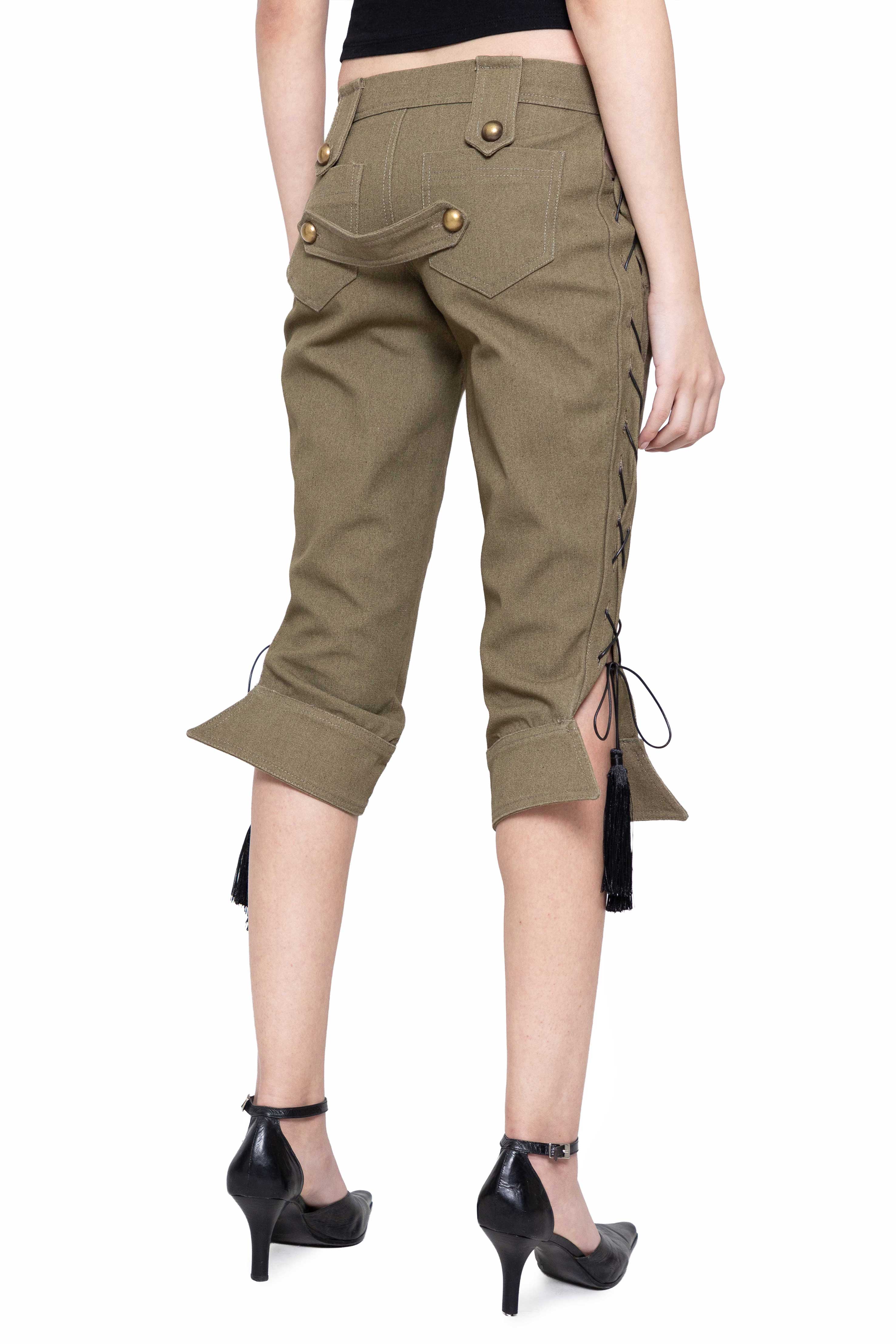 Trashy Clothing Militant Pantaloni cargo khaki cropped