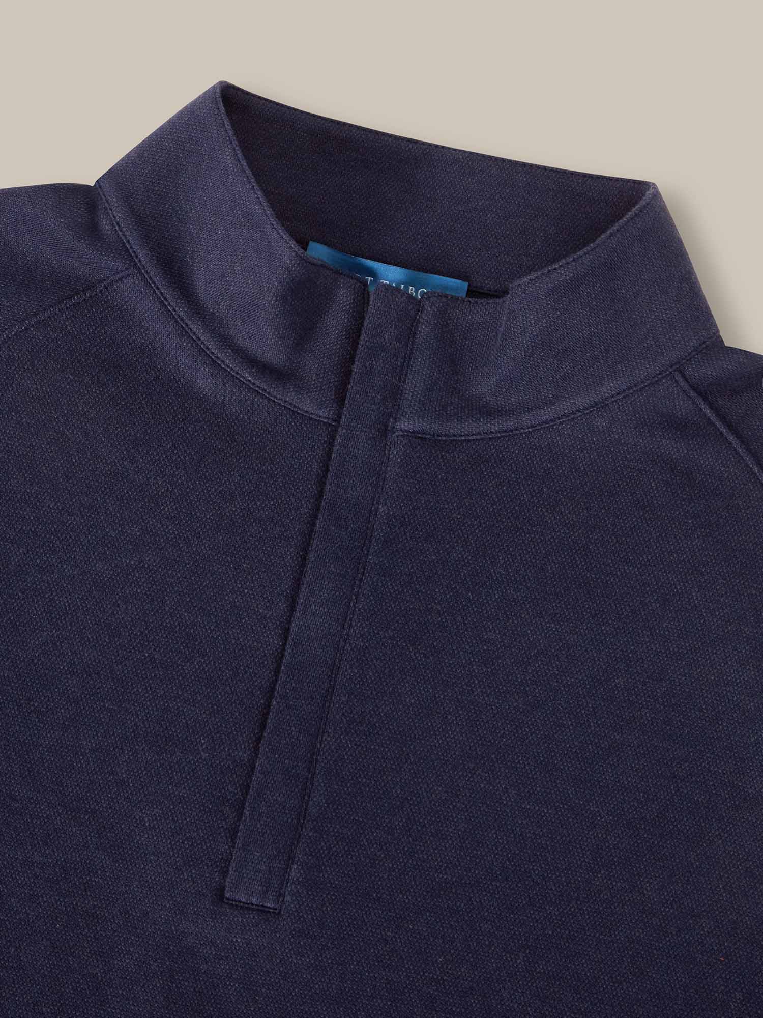 Robert Talbott Wesley maglione quarter zip cotone blu navy