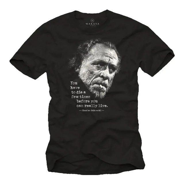 Makaya Bukowski T-Shirt Uomo Cotone Nera Maniche Corte