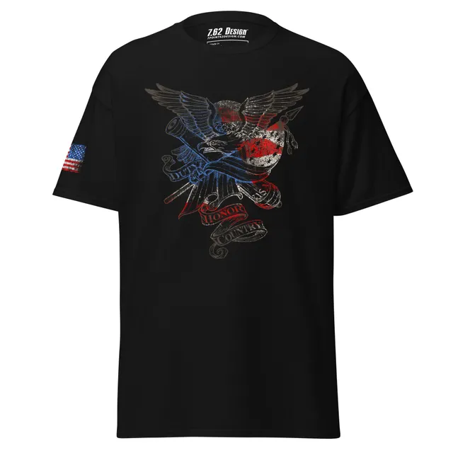 7.62 Design Duty Honor Country t-shirt cotone nera aquila USA
