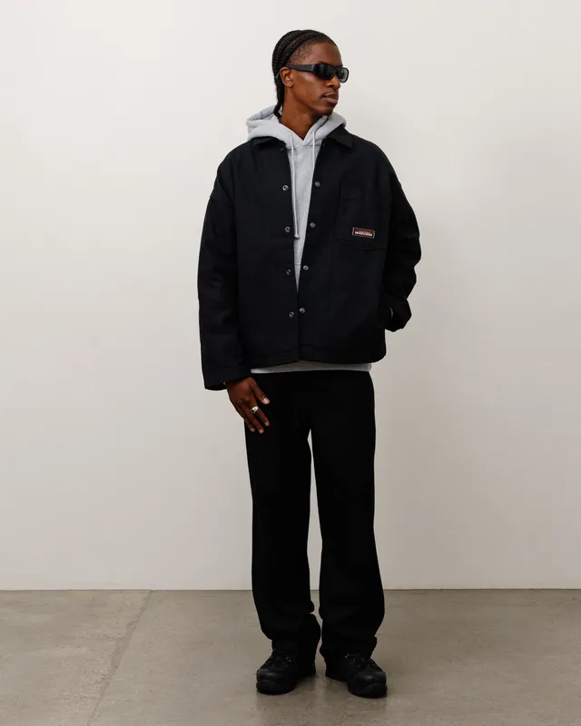 Stussy Canvas Work camicia nera overshirt cotone