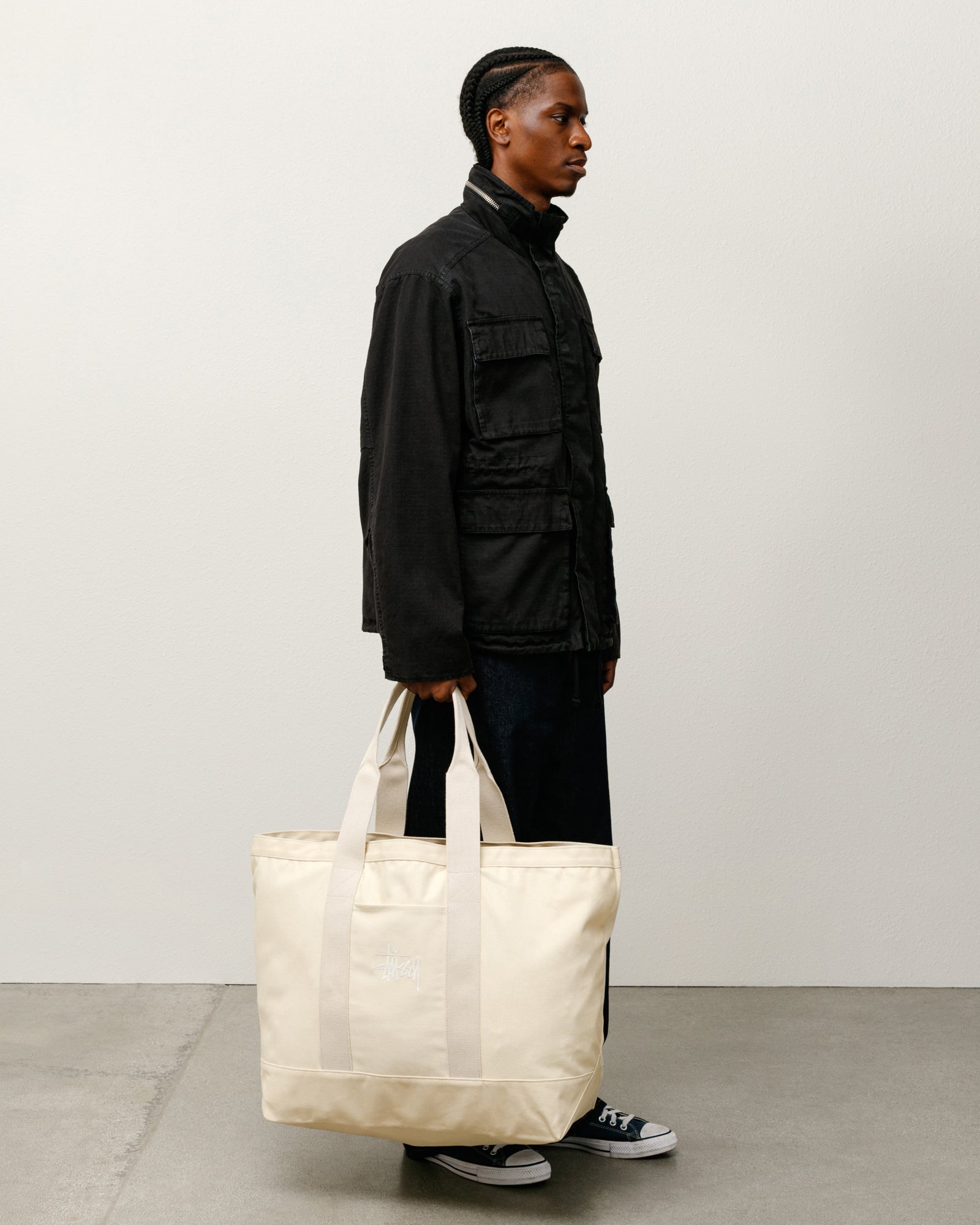 Stussy Canvas Tote Borsa Natural XL 100% Cotone
