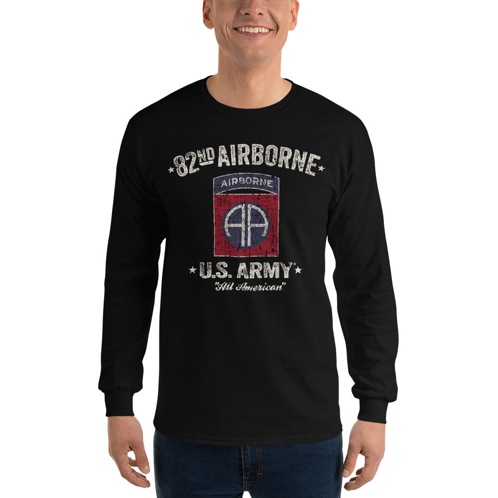 7.62 Design 82nd Airborne Black Ink T-Shirt manica lunga nera cotone