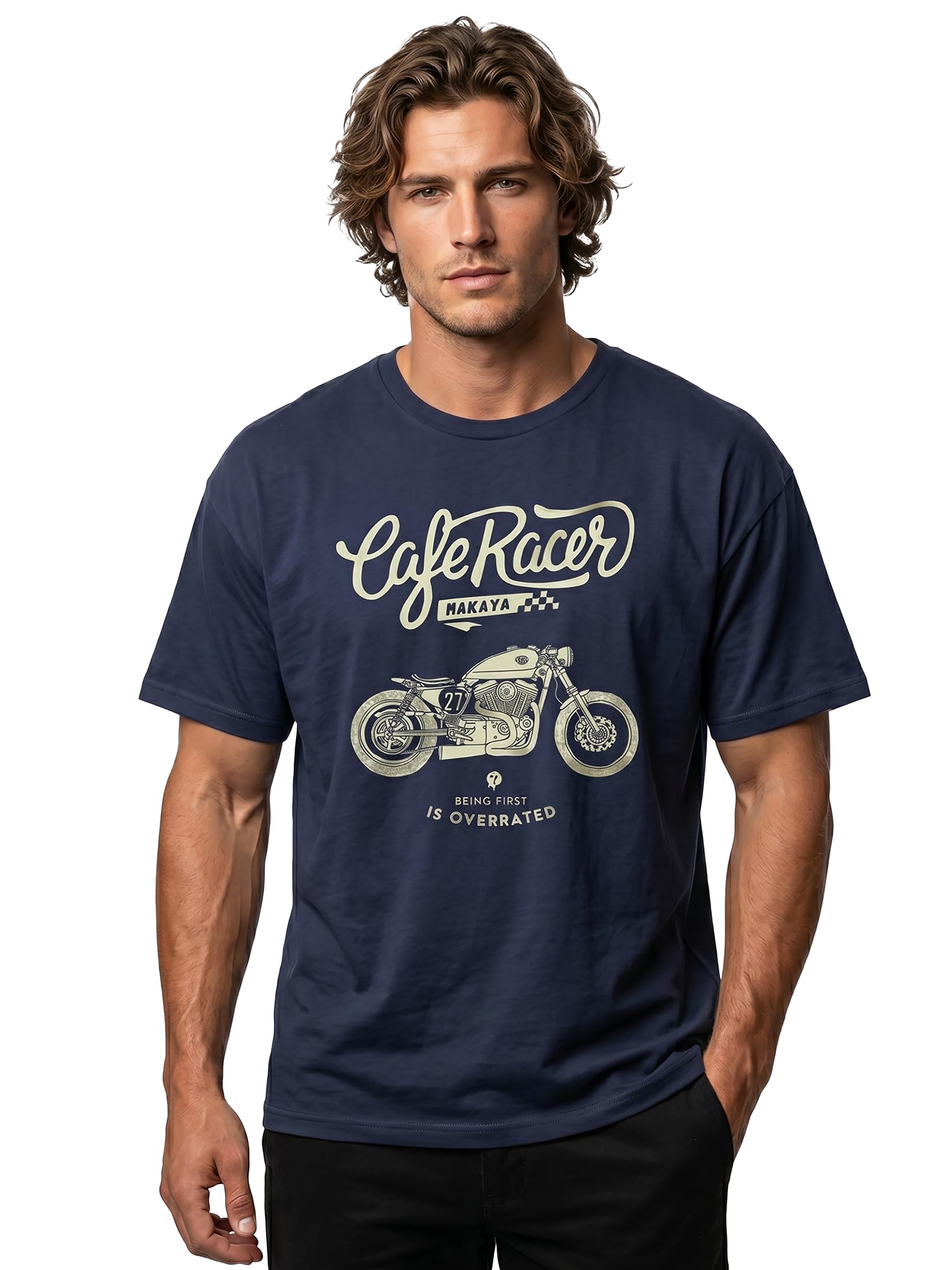 MAKAYA Biker Moto T-Shirt Uomo XL Cotone