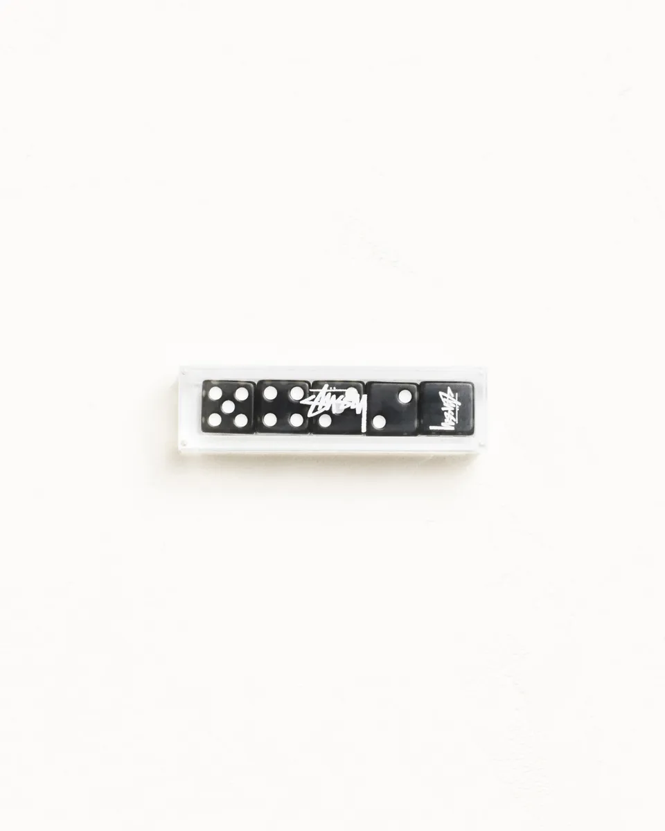Stussy Dice Set dadi Black 5 pezzi resina con custodia