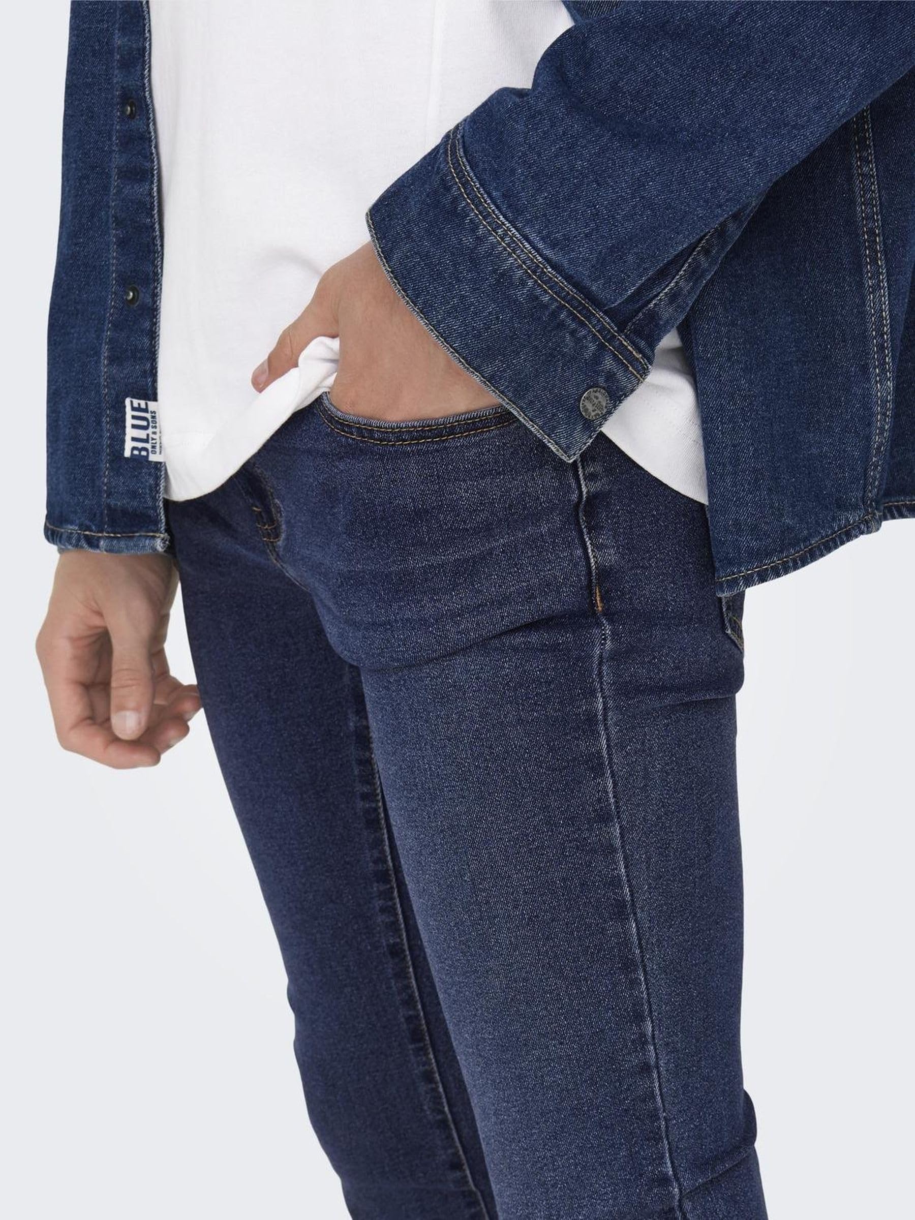Only & Sons Onswarp Jeans Uomo Skinny Blu Denim 32W 32L