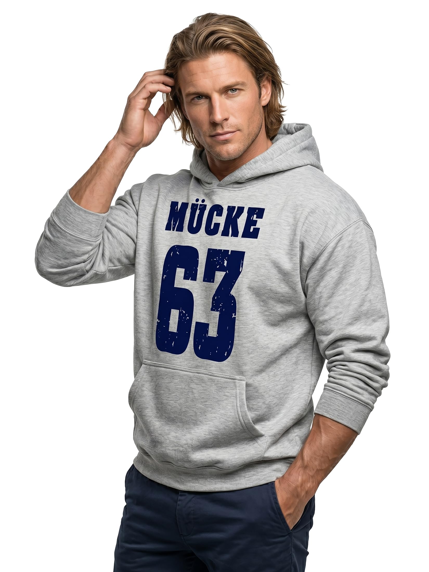 MAKAYA Mücke 63 Felpa Uomo Cappuccio Cotone S Football