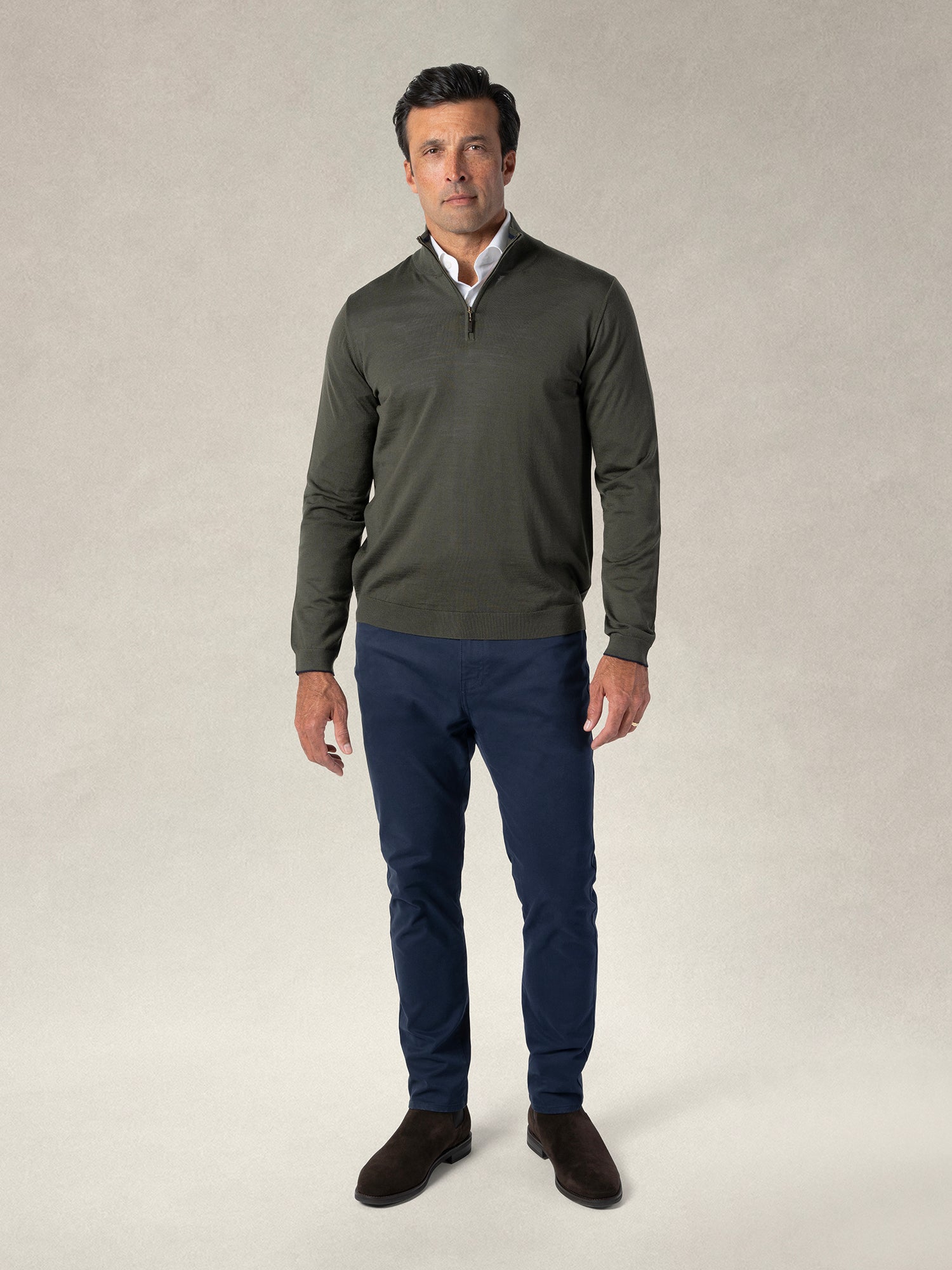 Robert Talbott Eastwood maglione merino verde oliva XL