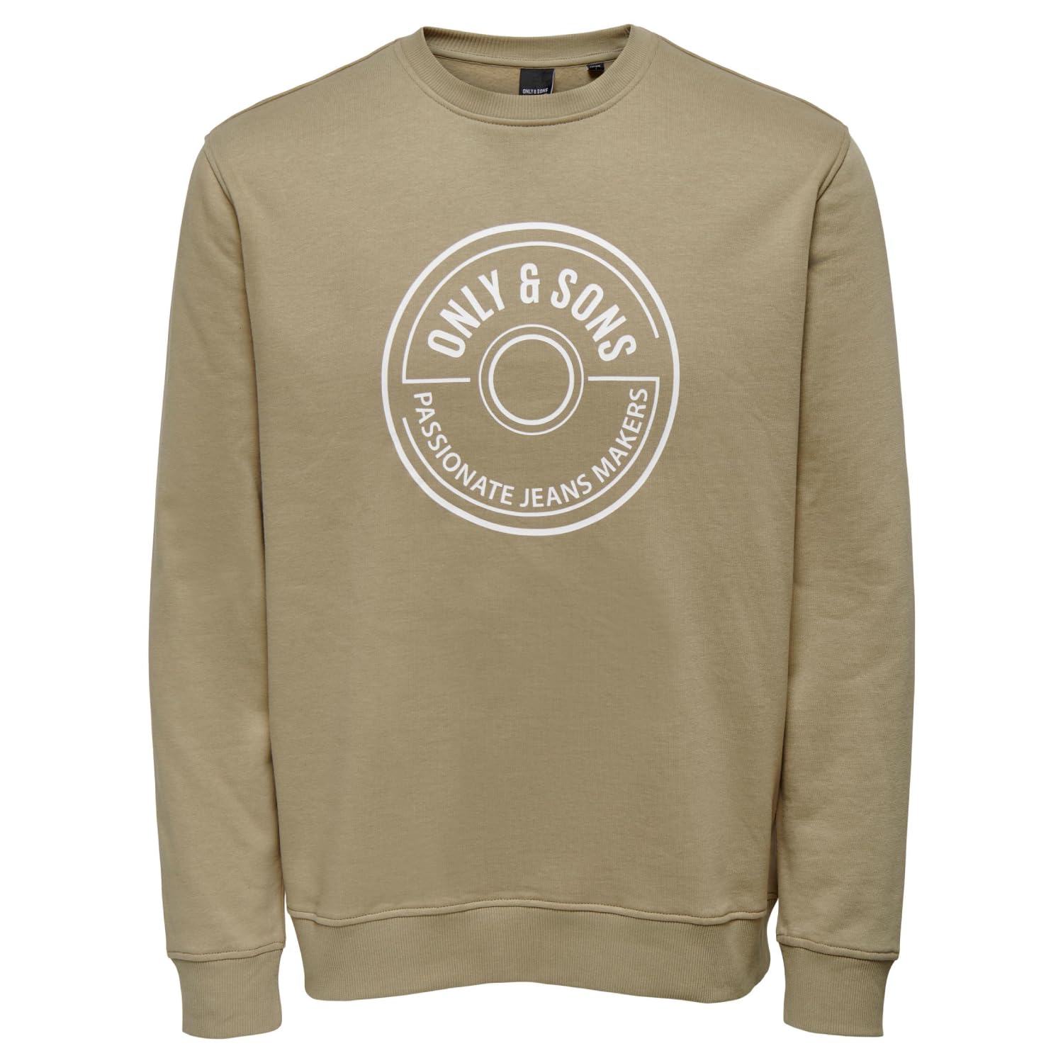 ONLY & SONS Regular Logo Crew maglione uomo beige-bianco cotone