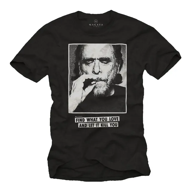 MAKAYA T-Shirt Uomo Bukowski maglietta S-5XL cotone