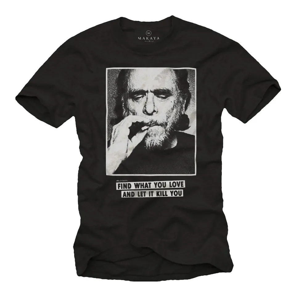 MAKAYA T-Shirt Uomo Bukowski maglietta S-5XL cotone