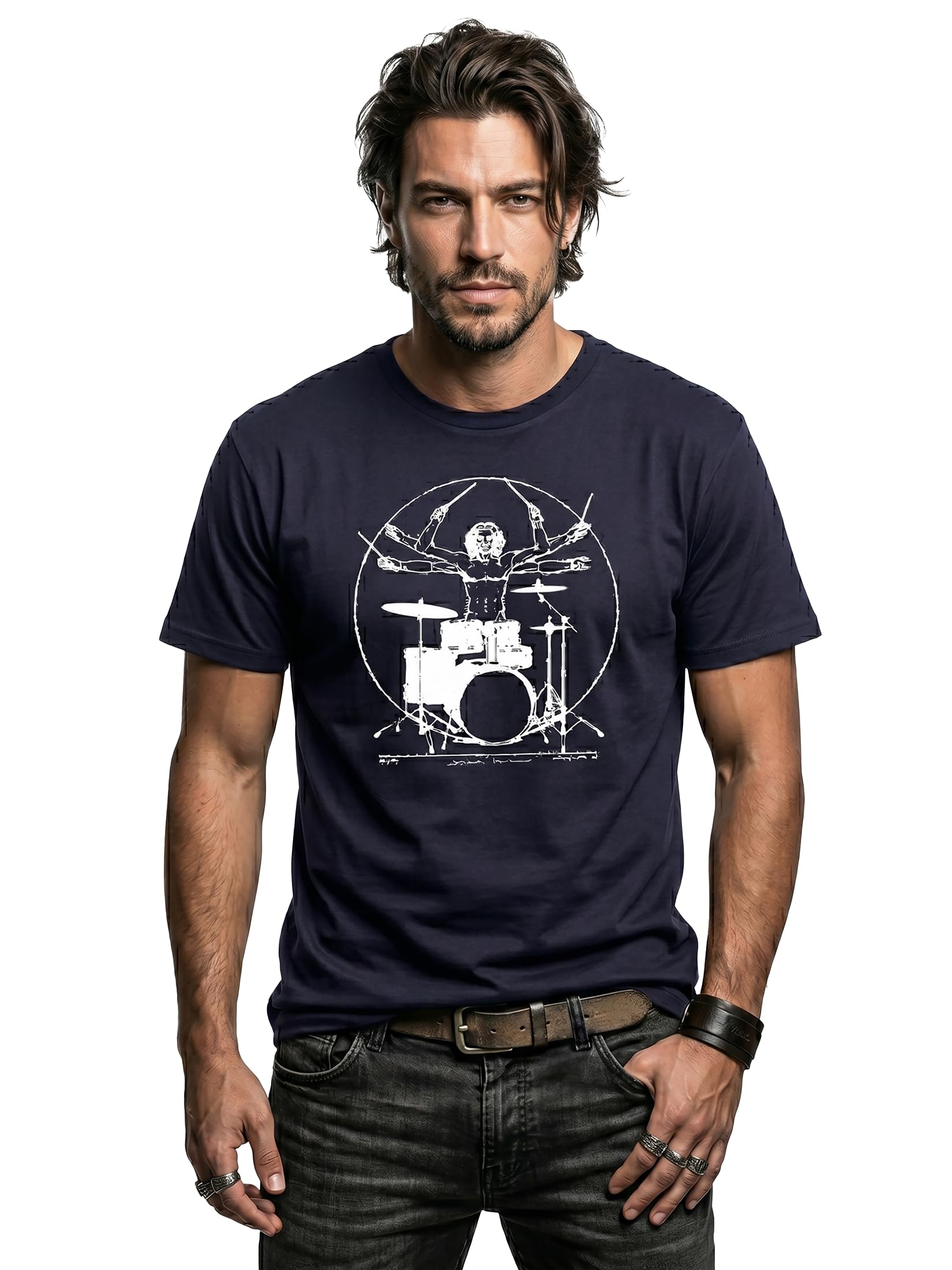 Makaya Drummer Batterista T-Shirt Uomo Cotone Manica Corta
