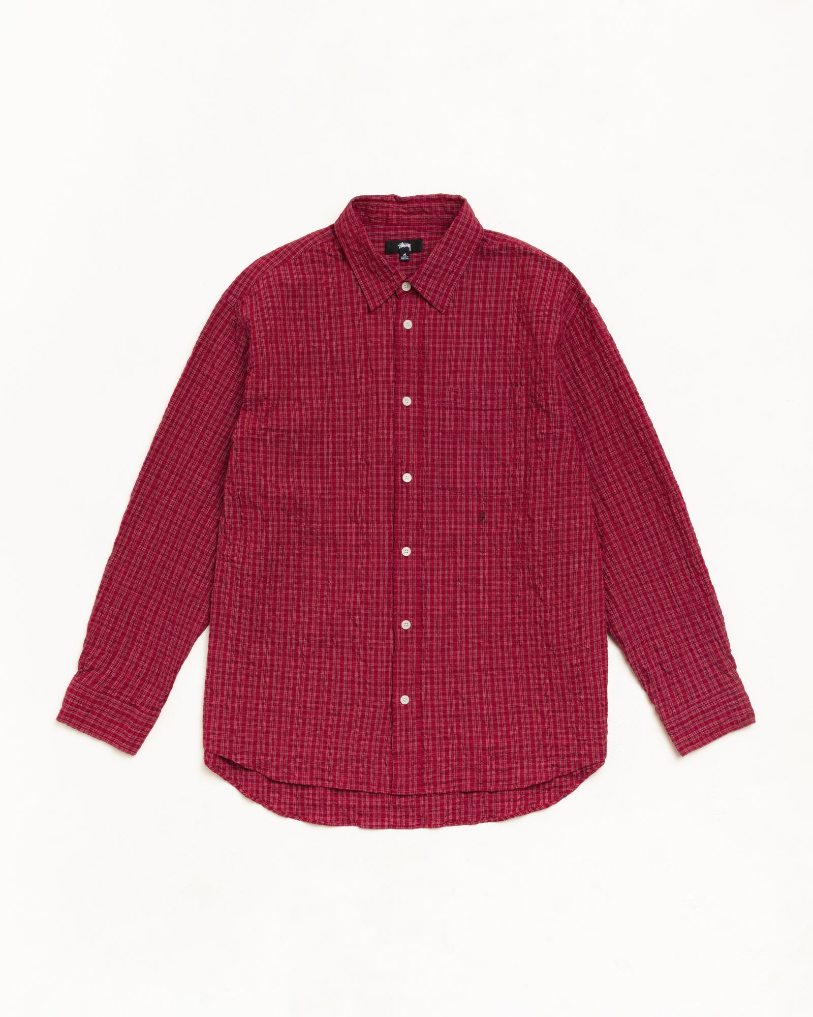 Stussy Standard Crinkle Shirt camicia Burgundy Check