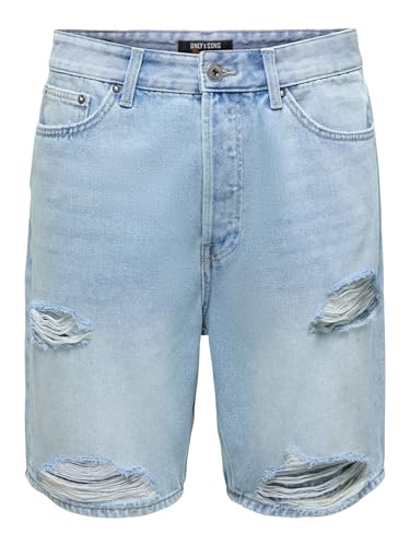 ONLY & SONS Onsfade Shorts Uomo XL Denim Chiaro Loose