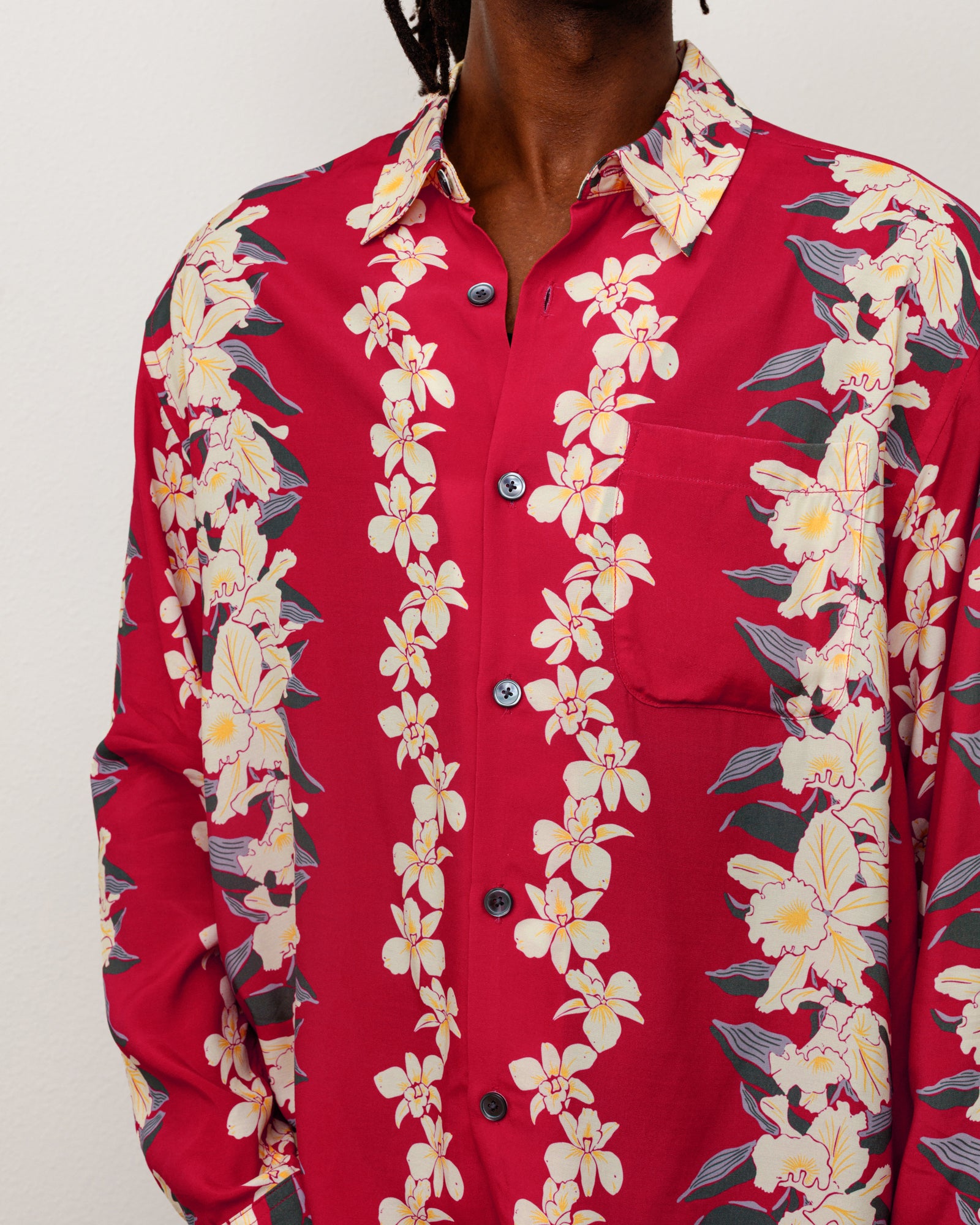 Stussy Hawaiian Floral Shirt Camicia Red 100% Viscosa