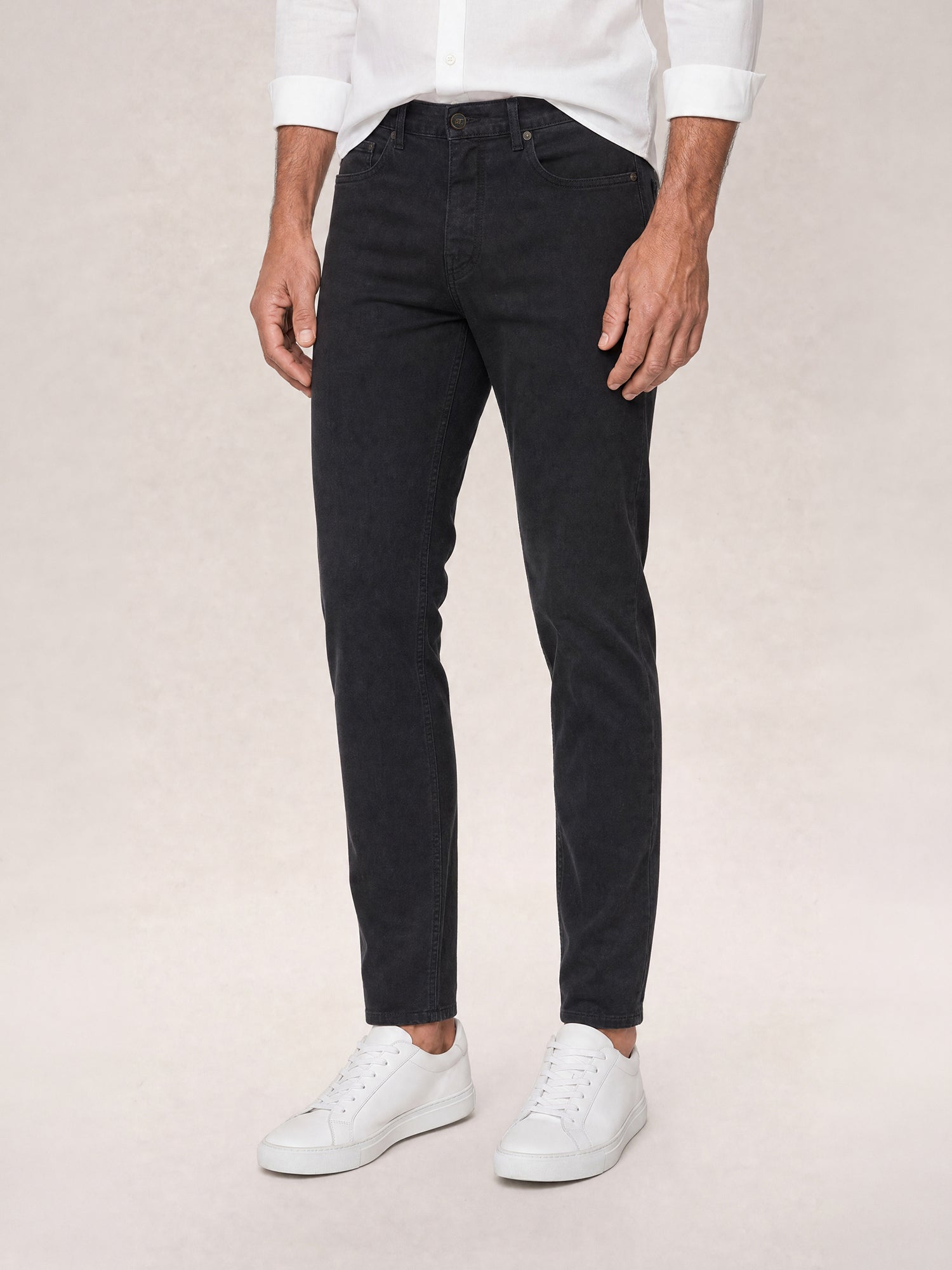 Robert Talbott Fernando Pantaloni Lino 5 Tasche Nero
