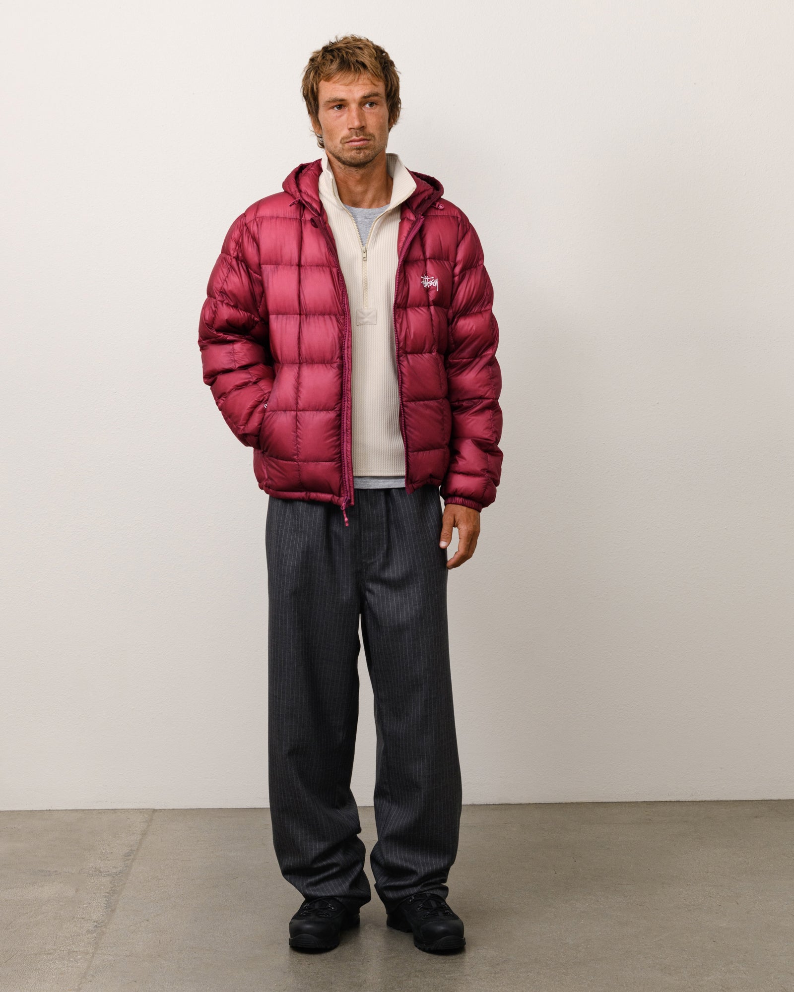Stussy Striped Wool Beach Pant pantaloni Grey Pinstripe lana
