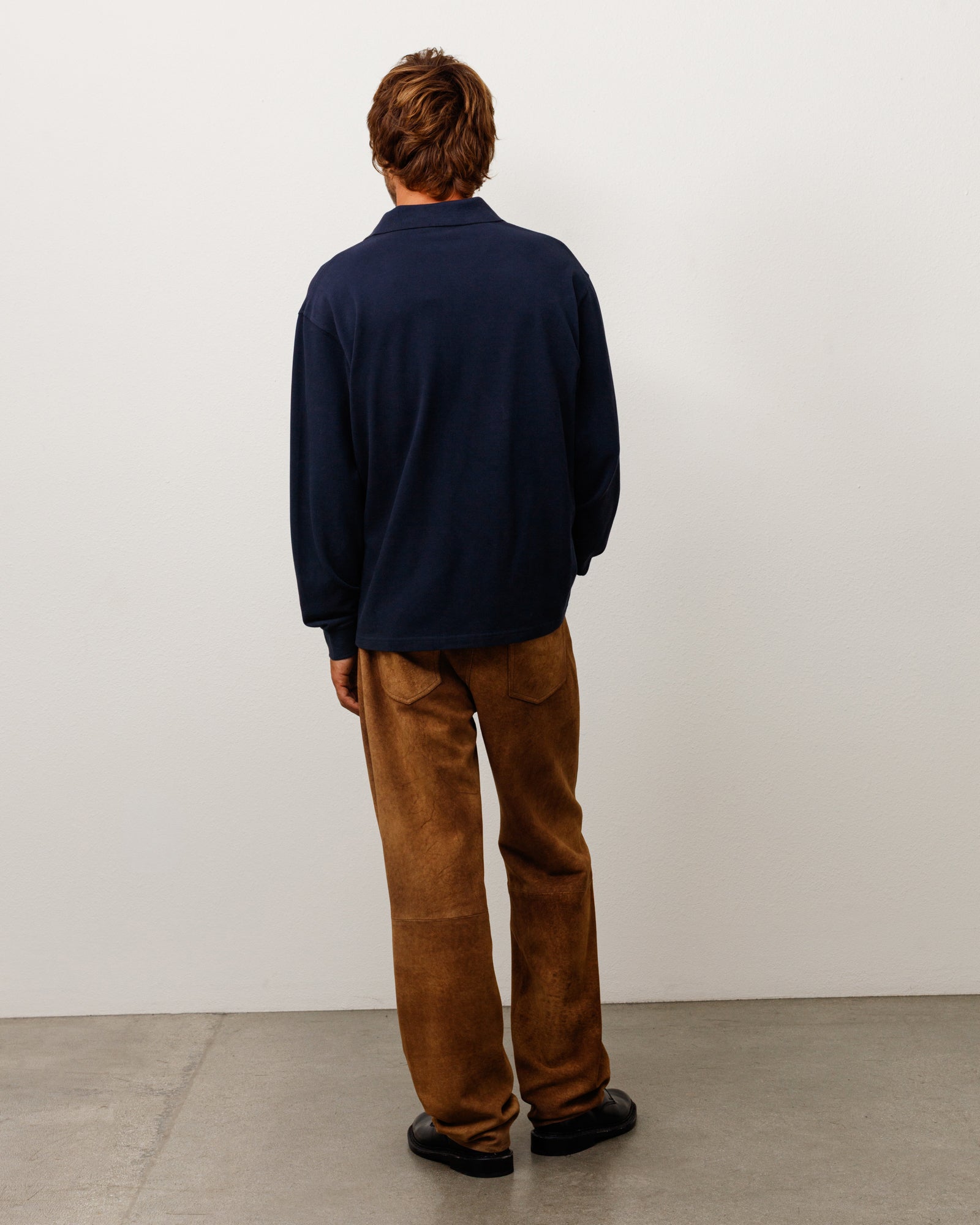 Stussy Classic Pique LS Polo manica lunga navy 100% cotone