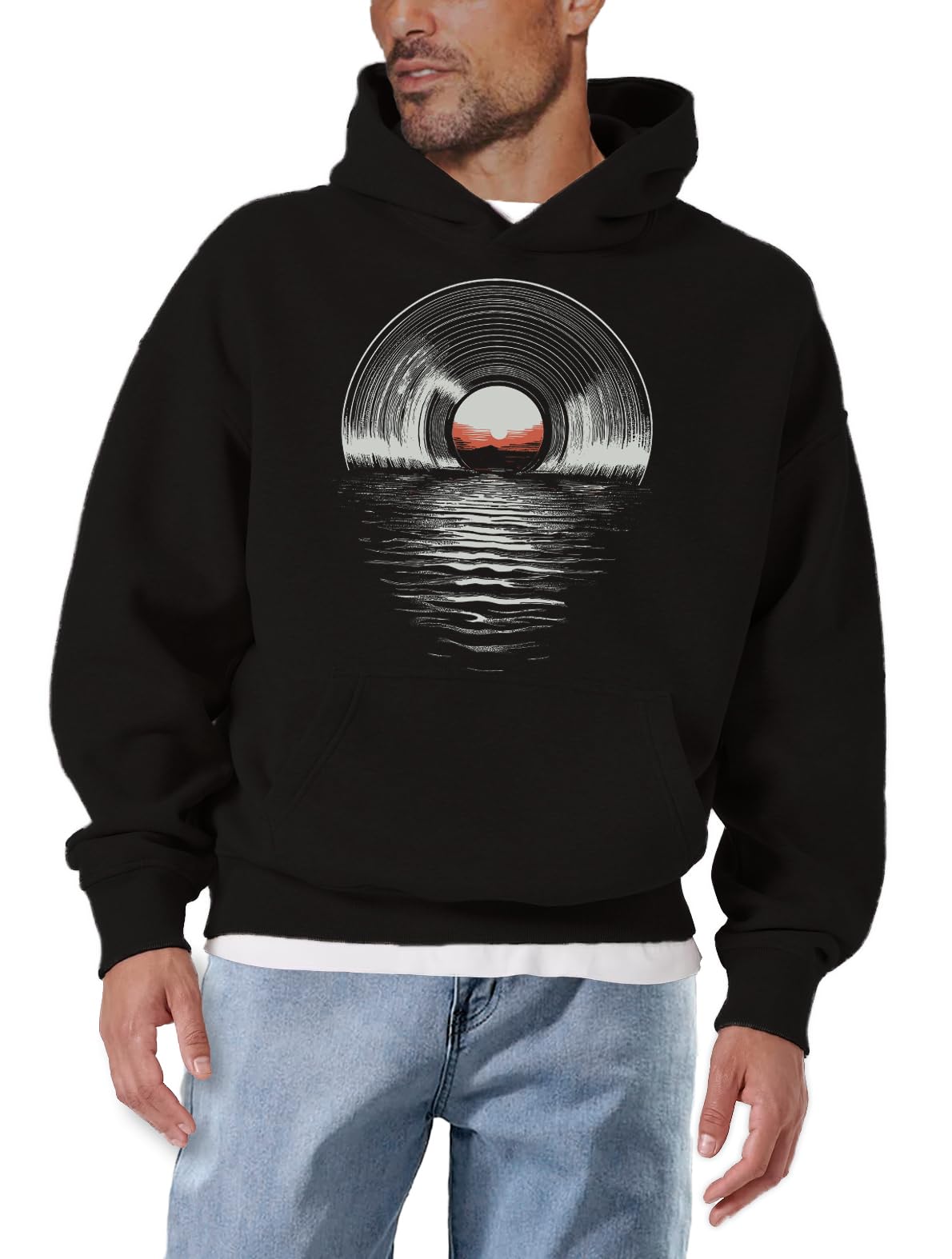 MAKAYA Vinile DJ felpa con cappuccio uomo taglia M cotone