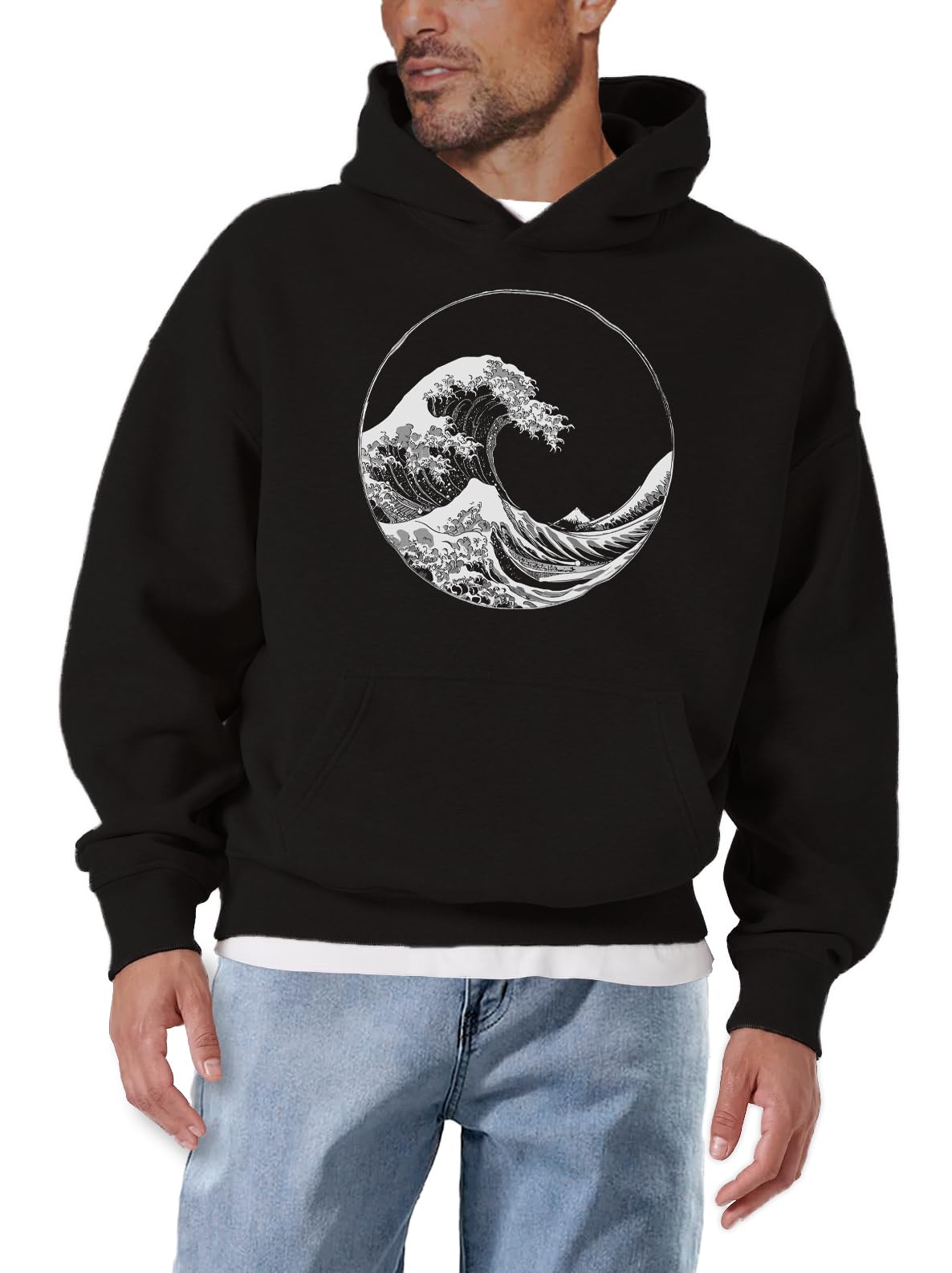 MAKAYA Onda Kanagawa felpa con cappuccio uomo 4XL surf