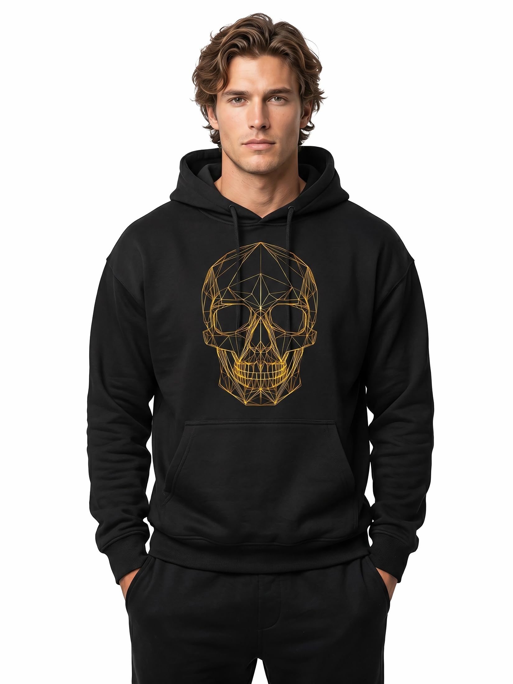 MAKAYA Teschio Skull felpa con cappuccio uomo taglia S cotone
