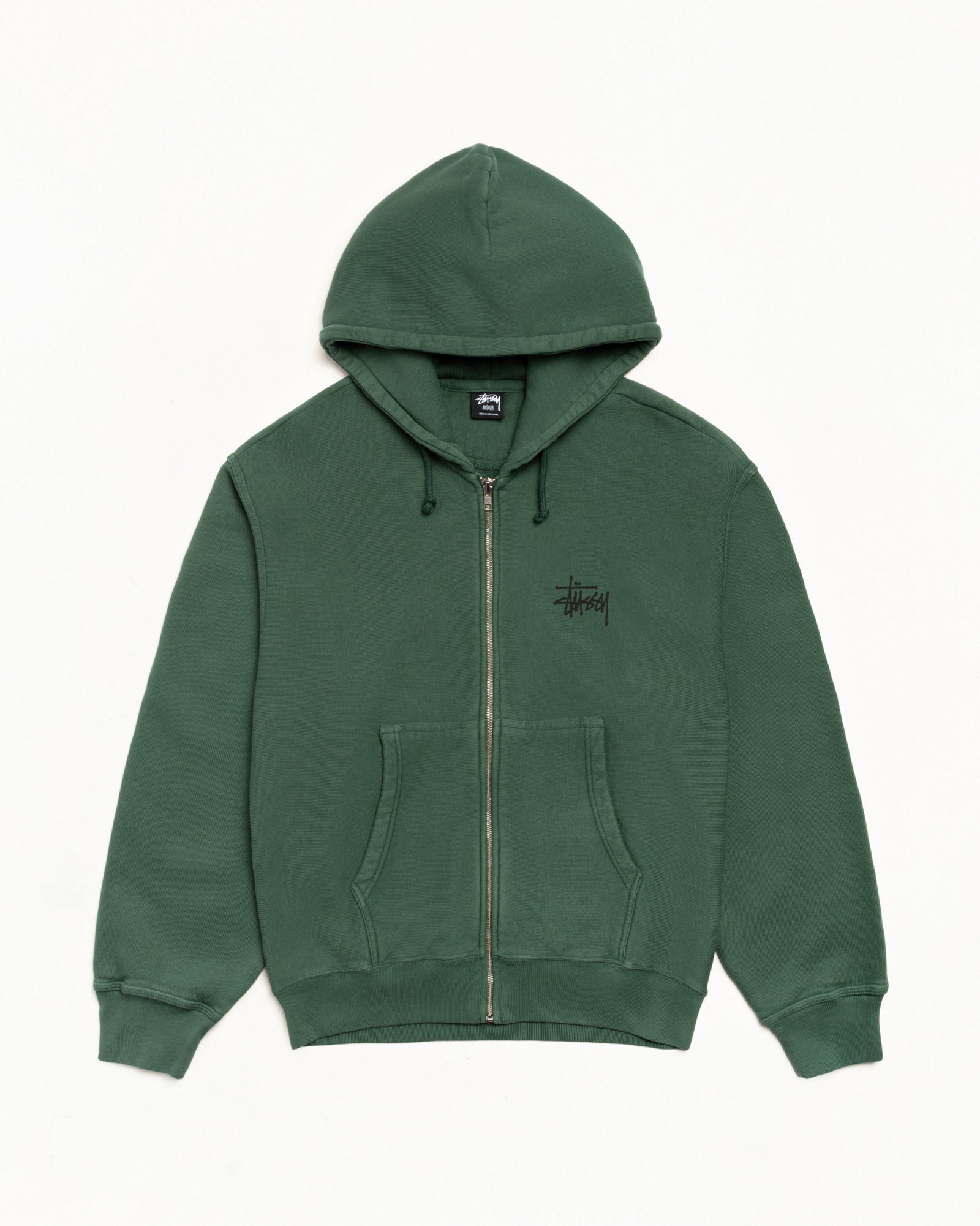 Stussy Basic Zip Hoodie felpa zip pine cotone 430gsm