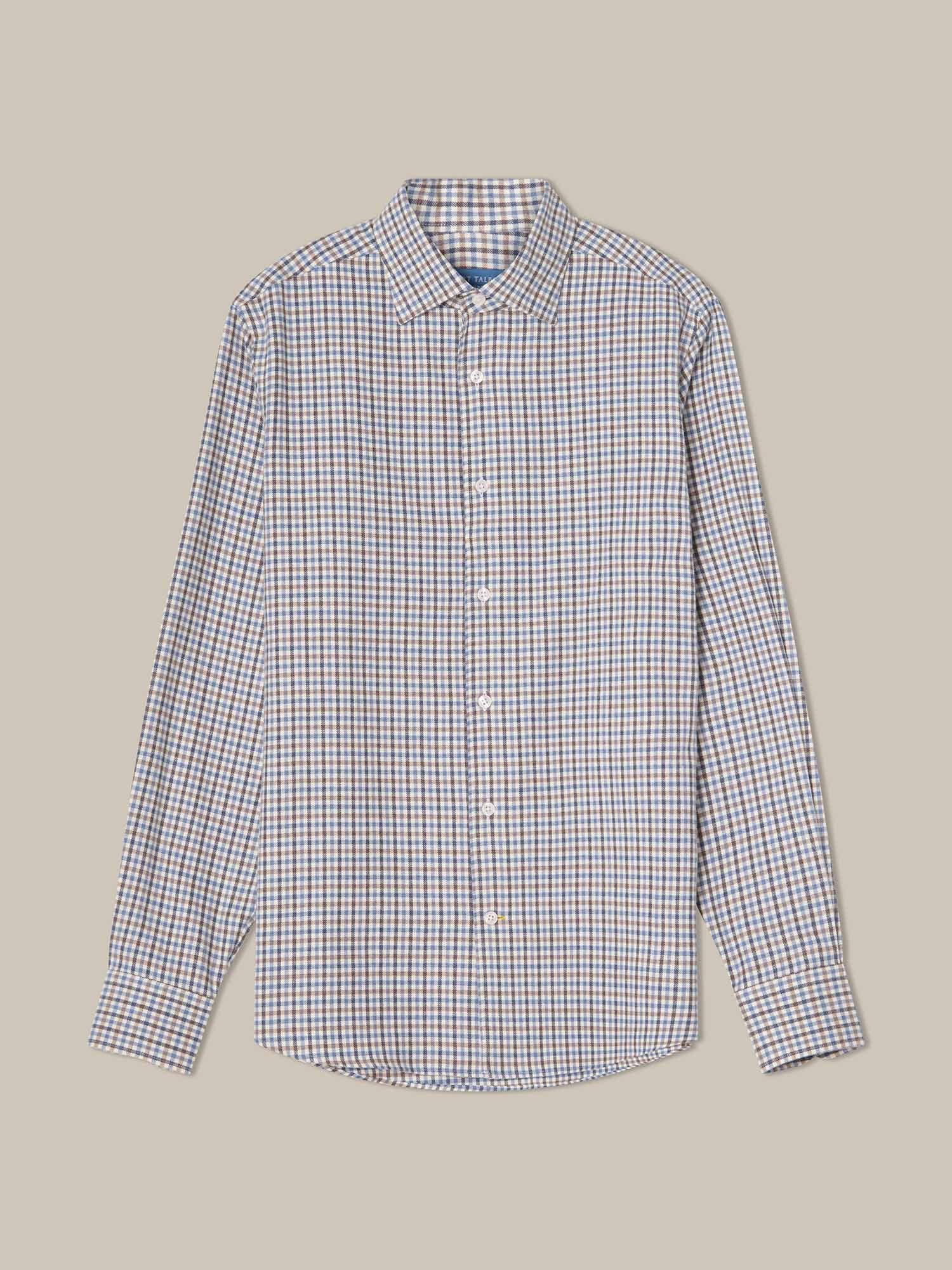 Robert Talbott Morgan Camicia Quadri Flanella Blu Multi