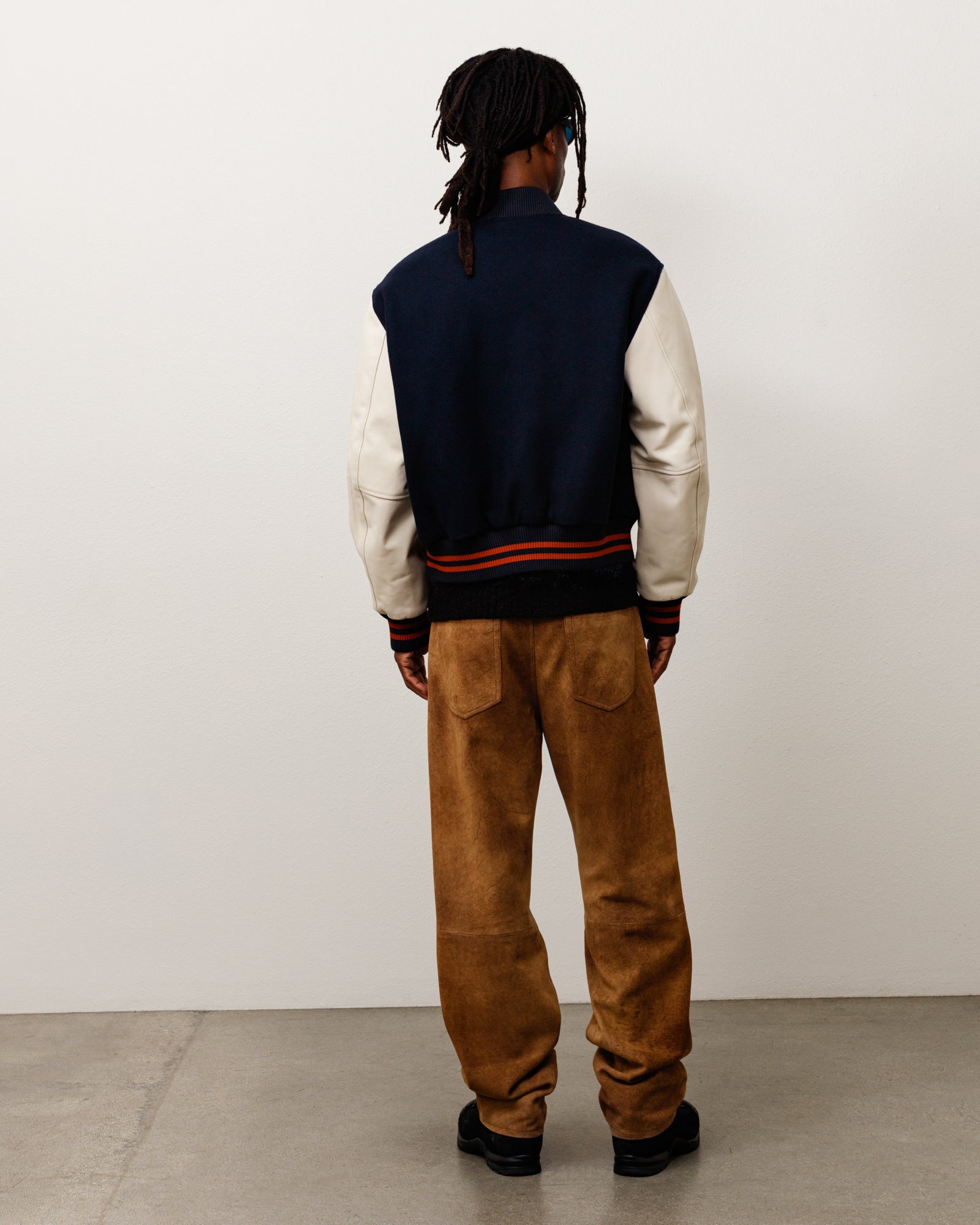 Stussy Outerwear Wool Varsity giacca navy lana pelle