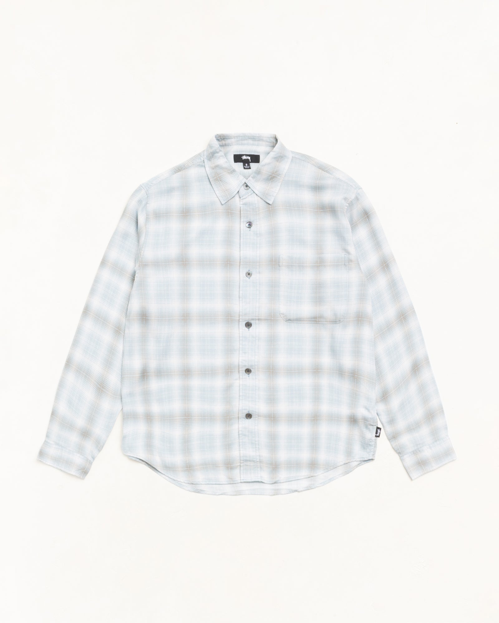 Stussy Matthew Printed camicia Light Blue Tencel