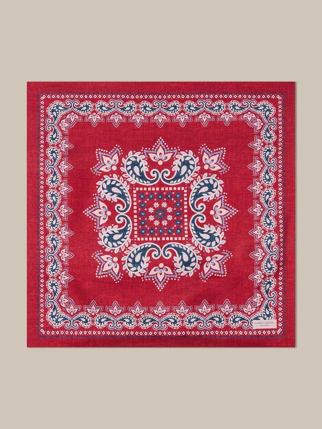 Robert Talbott Harmon Foulard Seta Rossa Reversibile Paisley