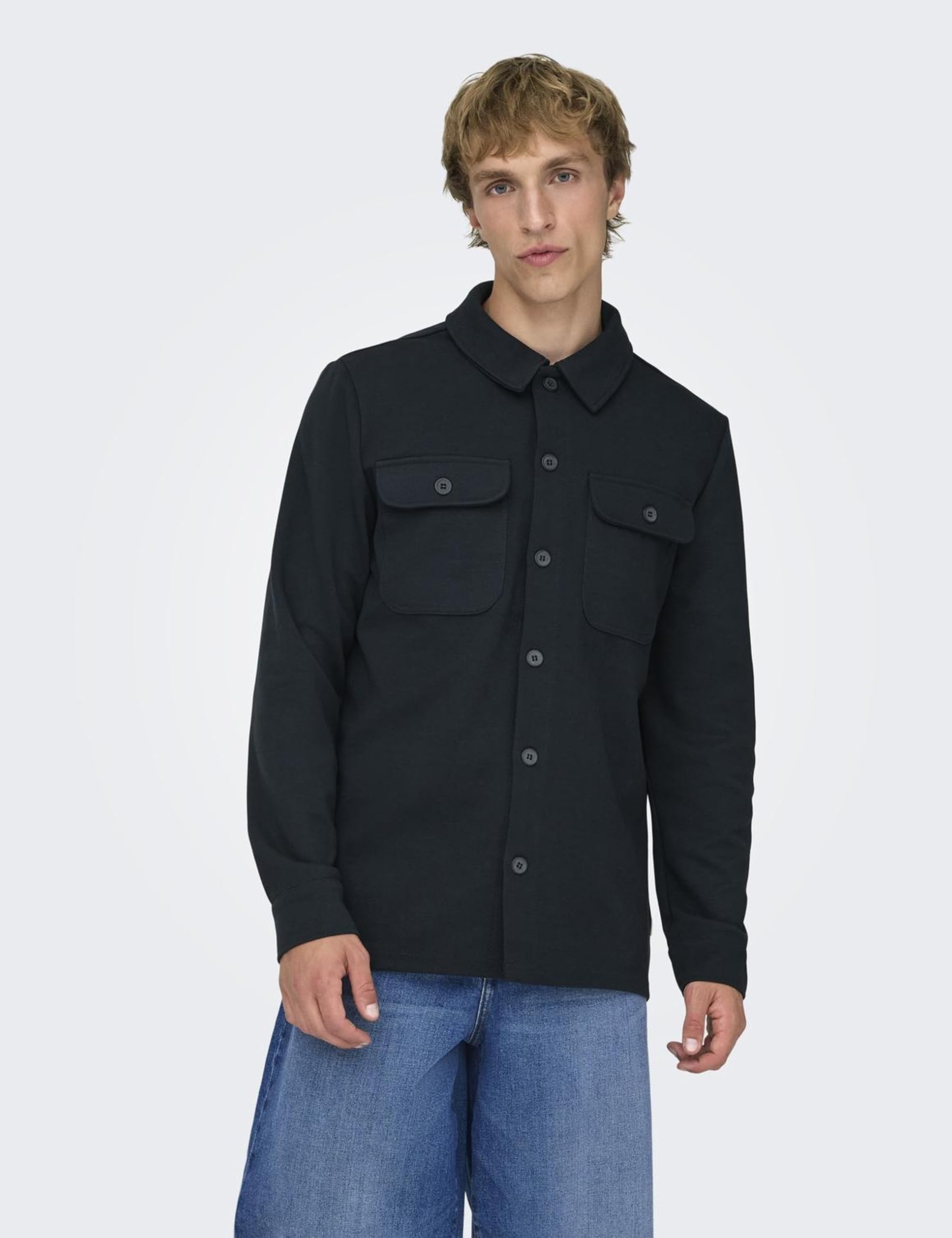 ONLY & SONS Newkodyl Camicia Uomo Melange Nero