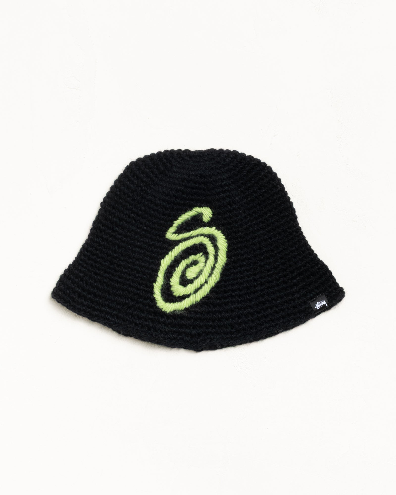 Stussy Swirly S Knit cappello bucket nero acrilico