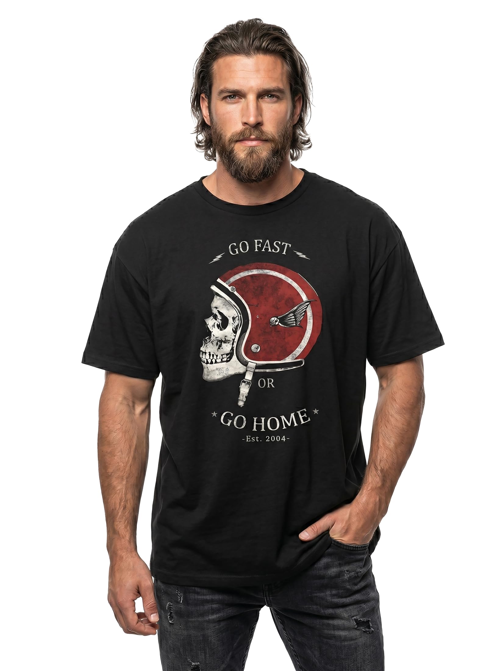 MAKAYA Go Fast OR Go Home T-Shirt Uomo Nero Cotone