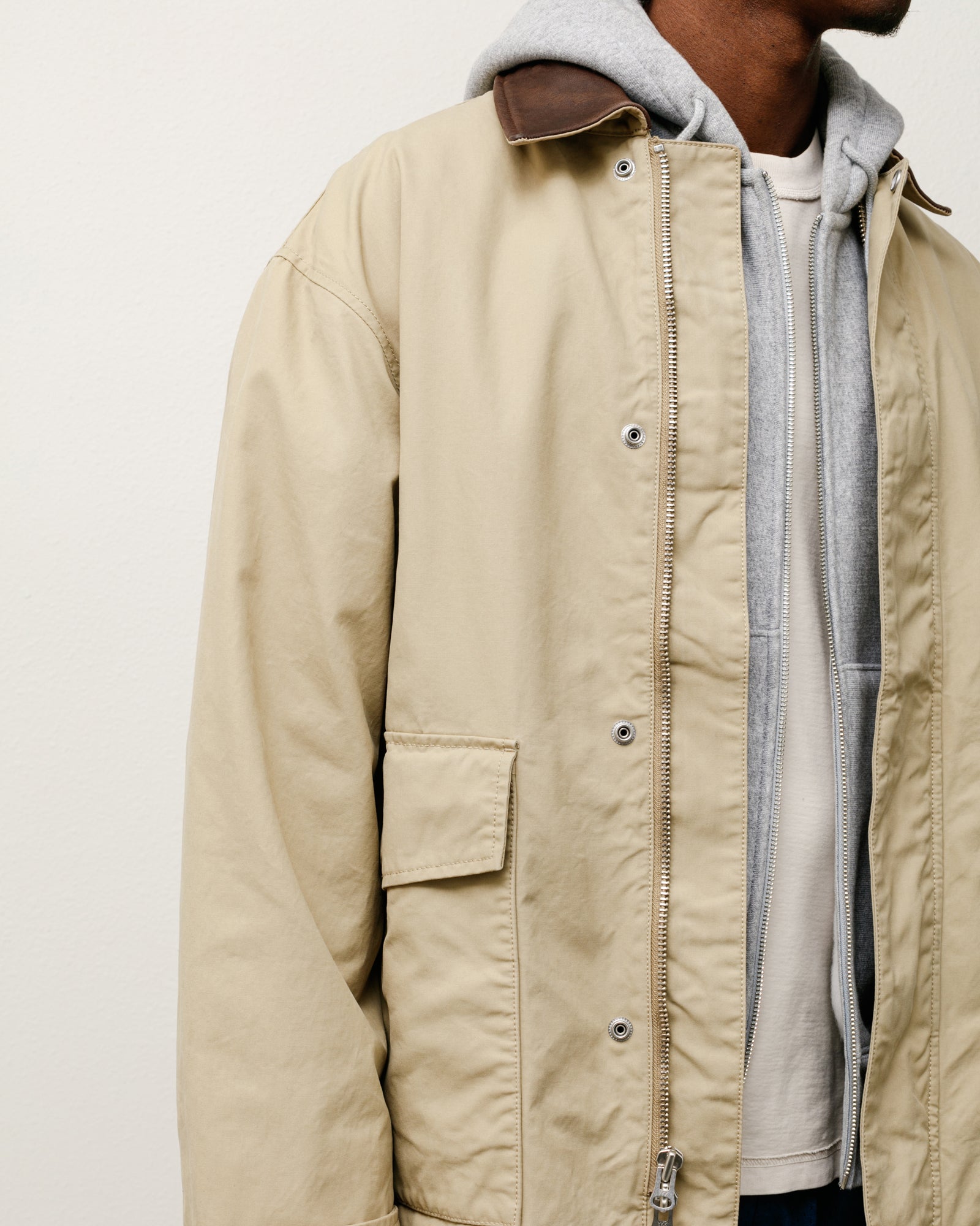 Stussy Duster Coat spolverino kaki 100% cotone