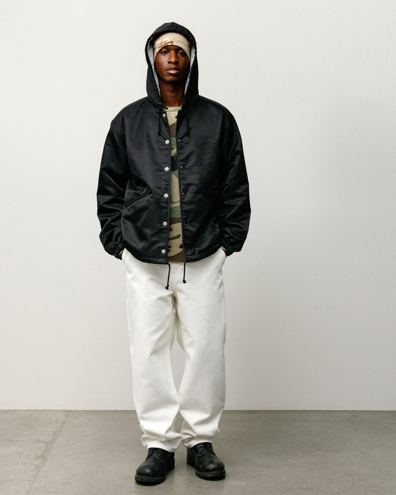Stussy Hooded Coaches Giacca Black Nylon