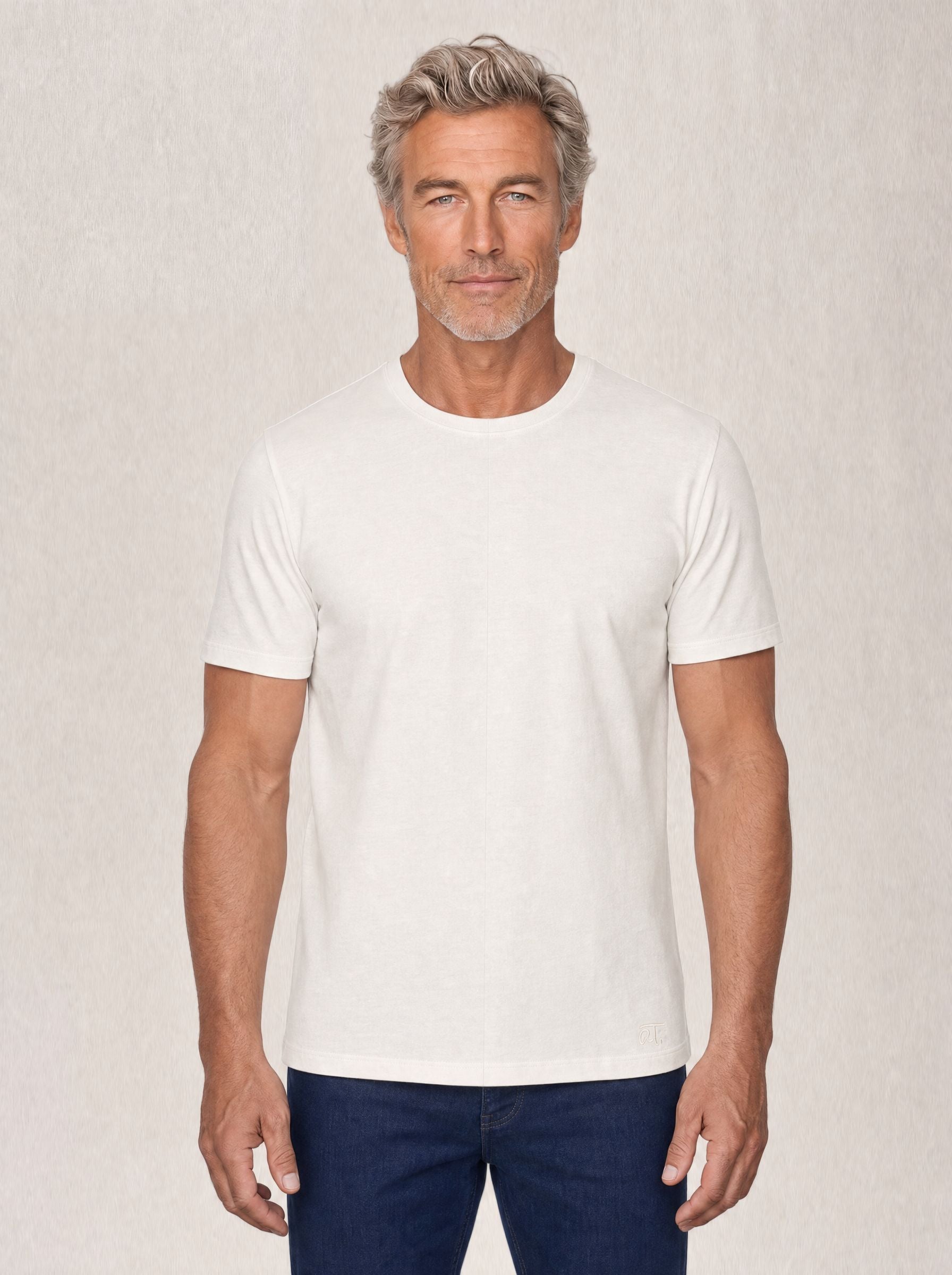Robert Talbott Davis T-Shirt Lino Bianca Jacquard