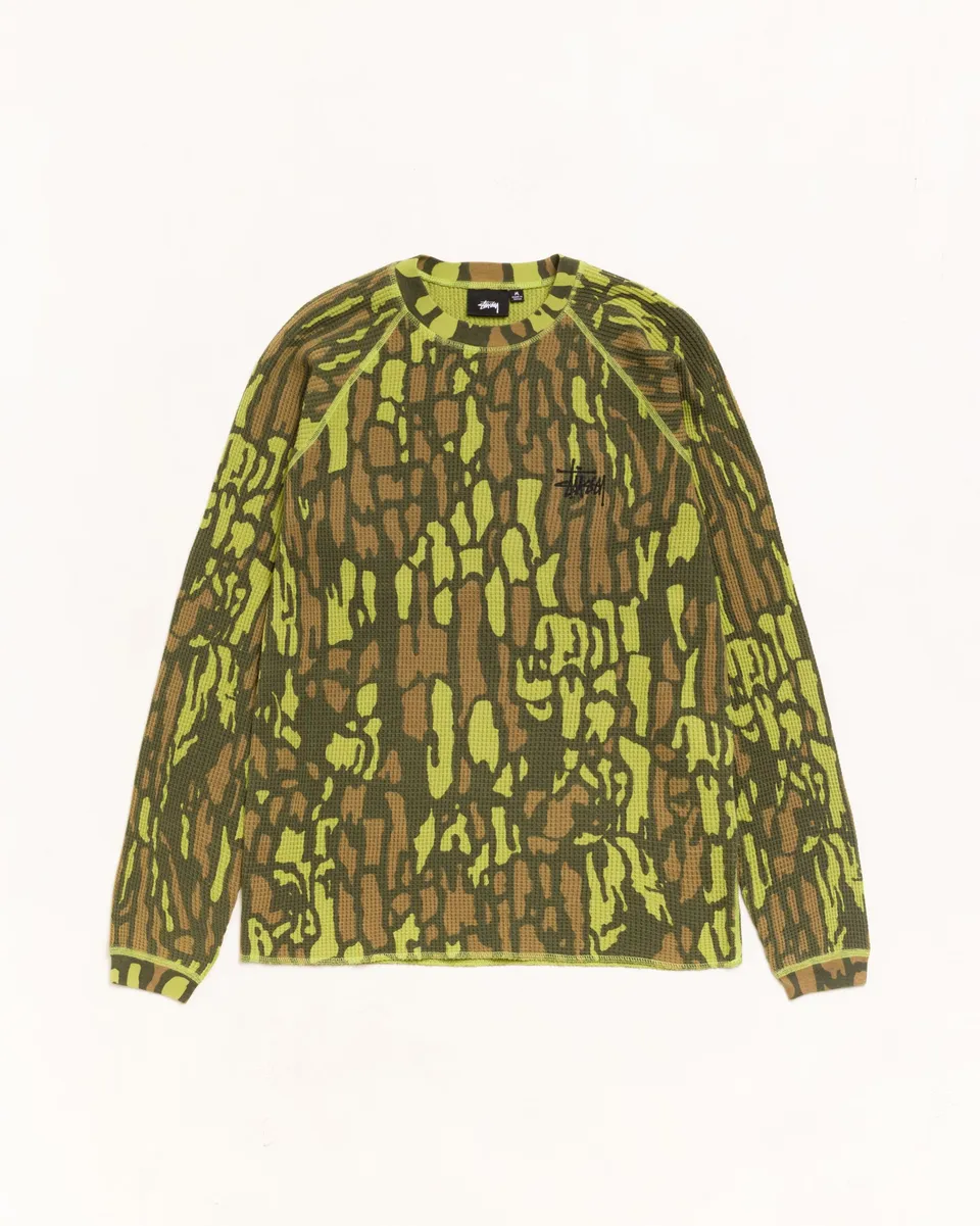 Stussy Basic Thermal maglia Tree Bark Camo cotone