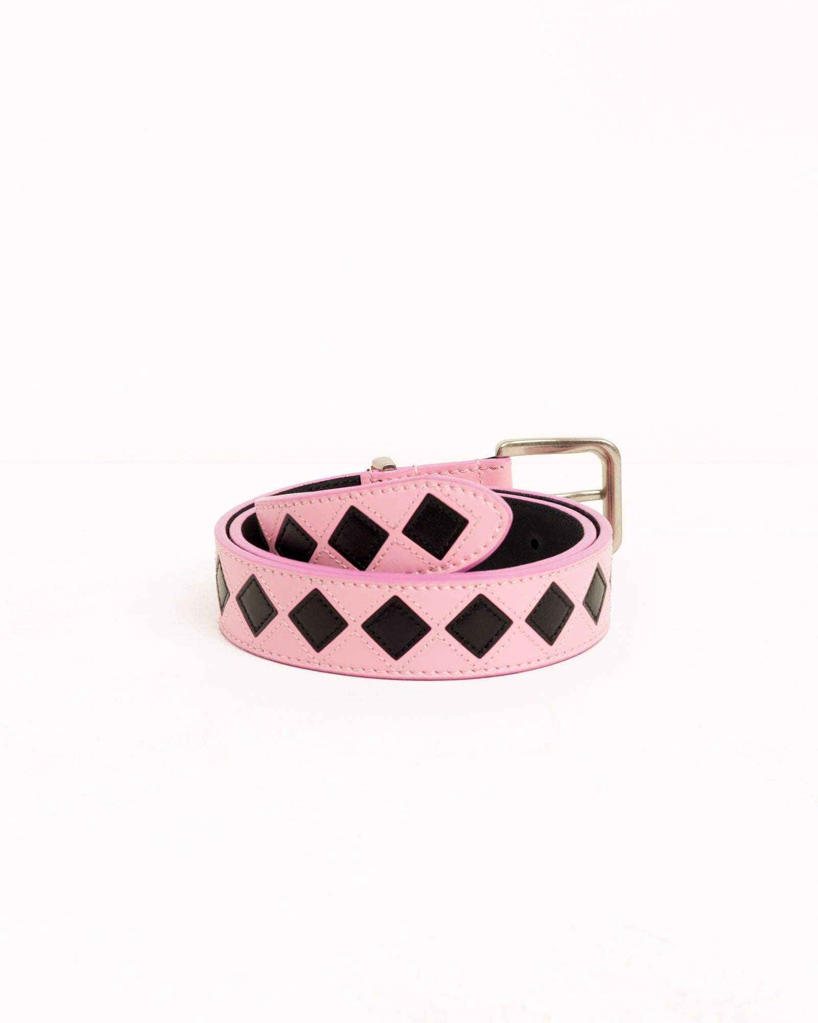 Stussy Argyle Leather Belt cintura pink pelle