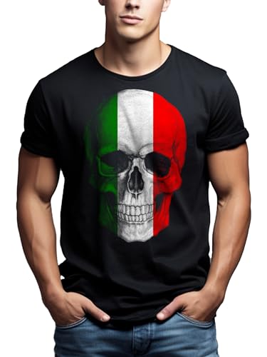 Makaya Teschio Bandiera Italia T-Shirt Uomo 4XL Cotone