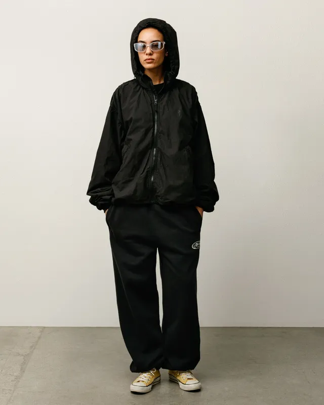 Stussy Double Cotton Hooded giacca nera cotone