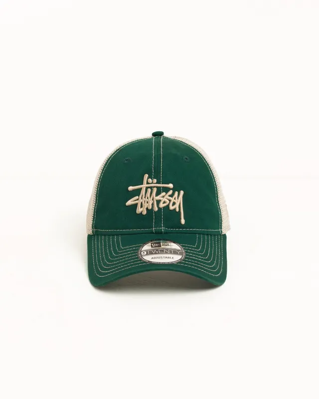 Stussy 9Twenty Washed Basic Trucker cappello verde cotone