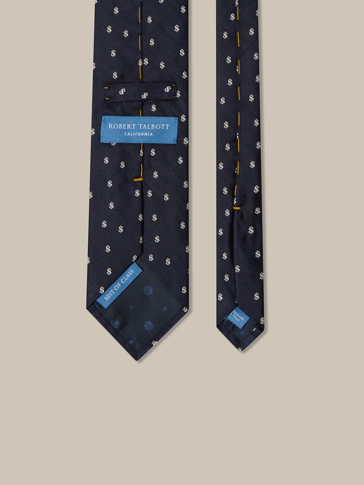 Robert Talbott Best of Class cravatta Robert Dollar Signs navy REG