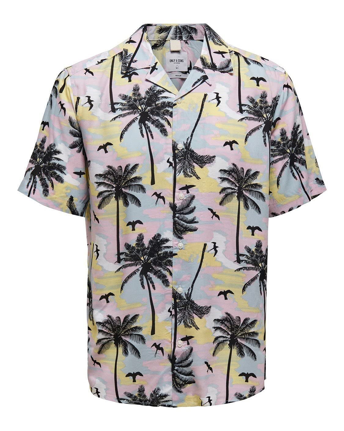 ONLY & SONS Onspalm Camicia Uomo Maniche Corte Viscosa Palme