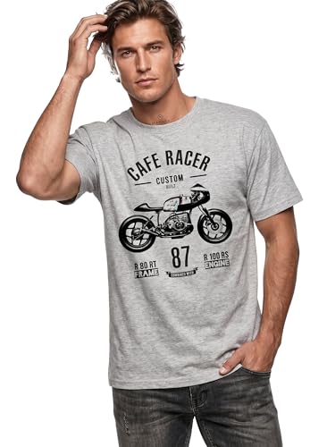 Makaya Cafe Racer GP T-Shirt Uomo Cotone Moto Vintage