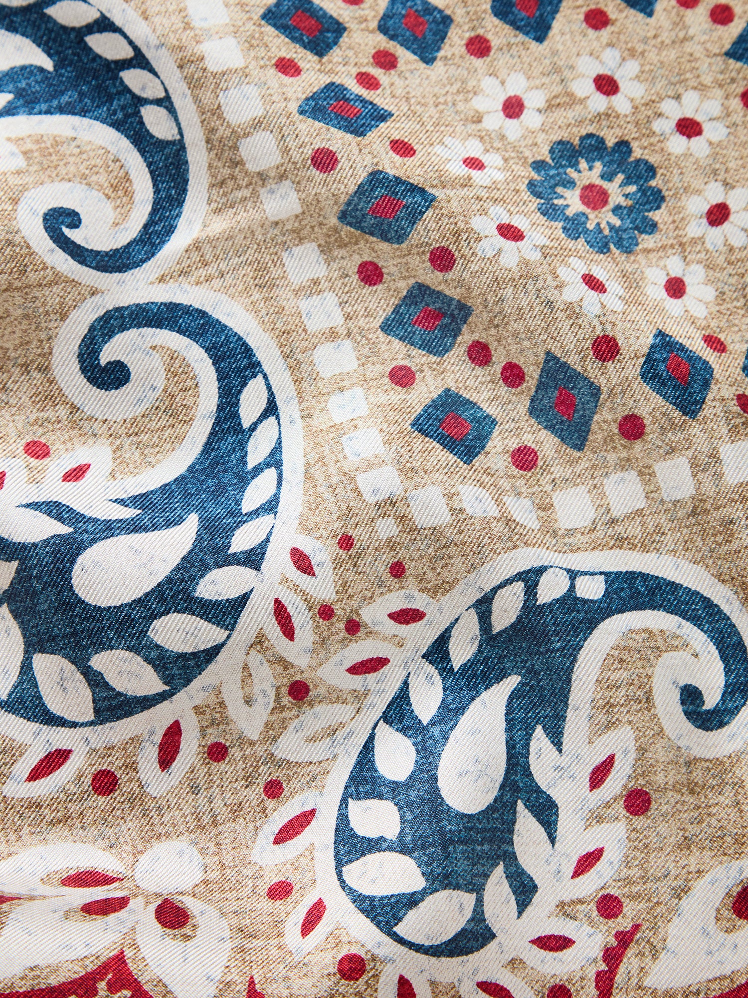 Robert Talbott Harmon Reversible Floral Foulard Tan seta