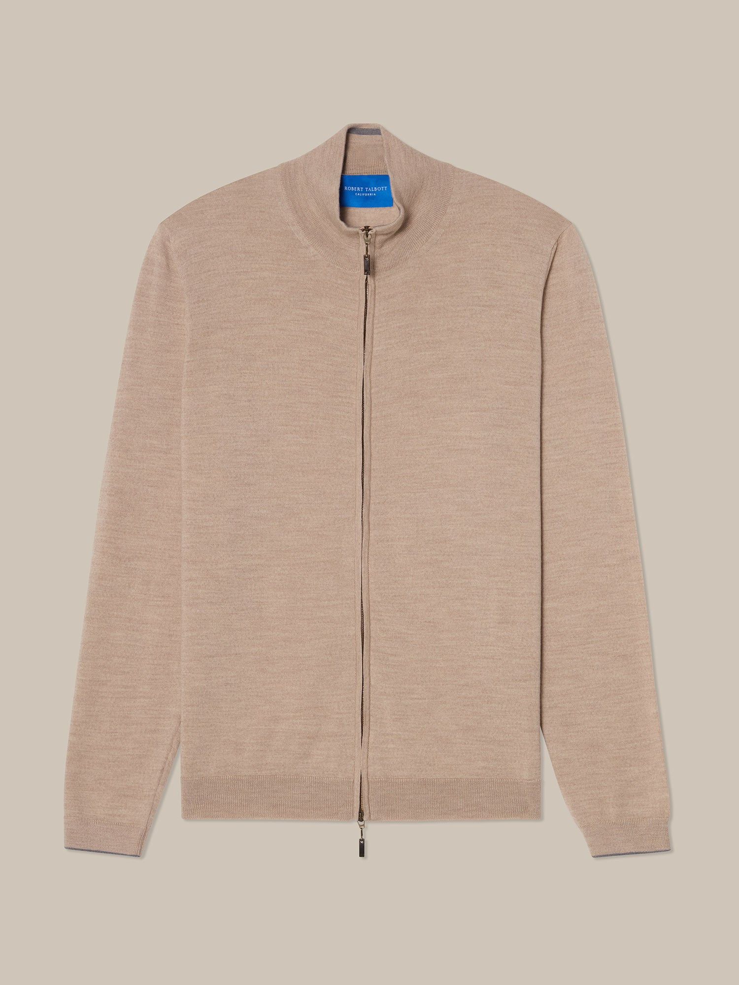 Robert Talbott Dalton maglione full zip merino flax