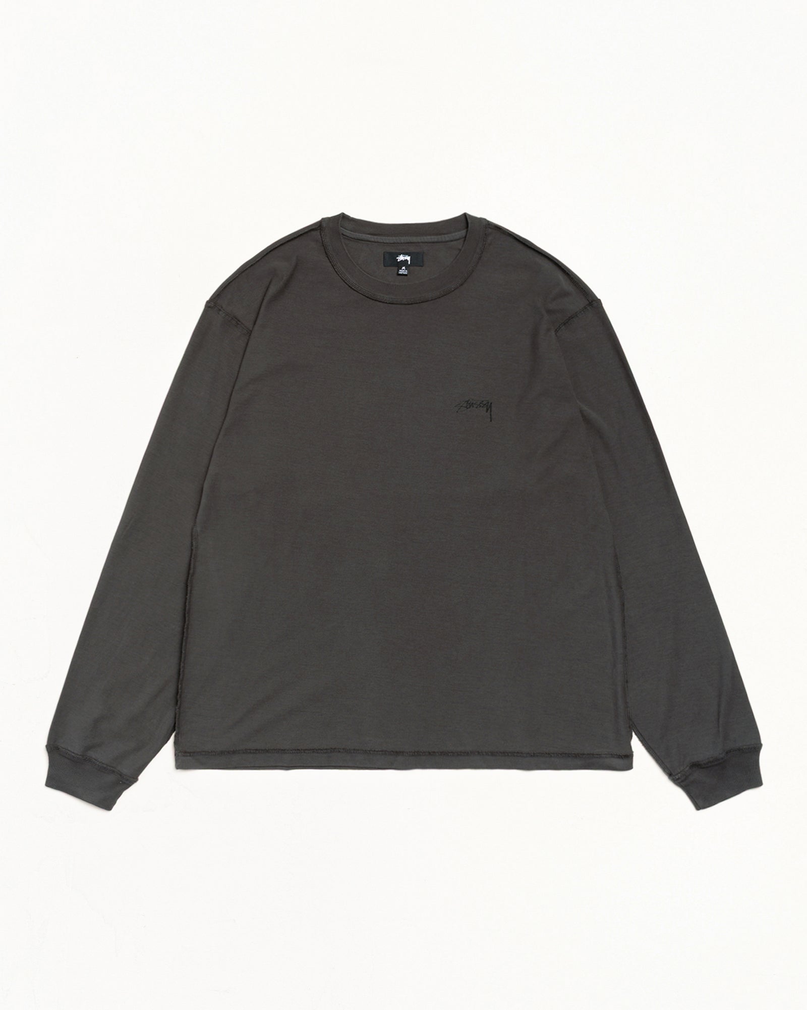Stussy Lazy LS Tee t-shirt nera manica lunga 100% cotone