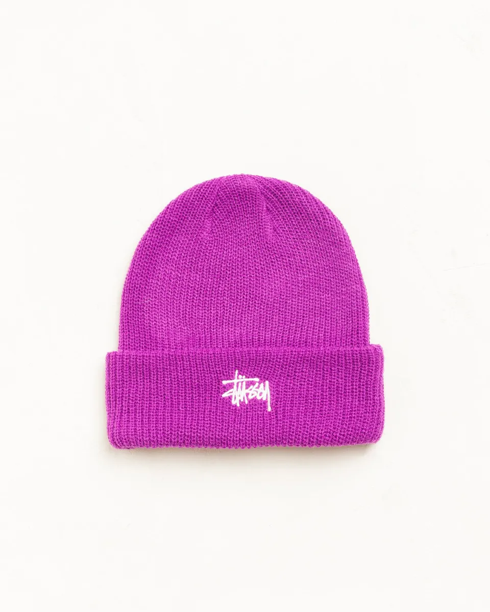Stussy Basic Cuff Beanie berretto viola acrilico